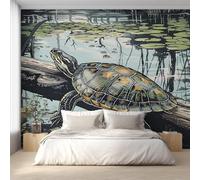 XLMING Creative Three Dimensional Animal Turtle Pond 3D Wallpaper Premium Textured Silk Study Dining Living Room Bedroom Sofa TV Wall Easy Install-300cm×210cm