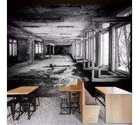 XLMING Creative Three Dimensional Black and White Architecture Spatial Expansion 3D Wallpaper Silky Texture Home Study Office Grey Dining Room Sofa Bedroom Living Room TV Backdrop-350cm×256cm