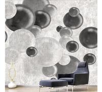 XLMING Creative Three Dimensional Black and White Geometric Circle 3D Wallpaper Premium Textured Silk Study Dining Living Room Bedroom Sofa TV Wall Easy Install-150cm×105cm