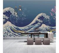 XLMING Creative Three Dimensional Blue Waves Flowers 3D Wallpaper Premium Textured Silk Study Dining Living Room Bedroom Sofa TV Wall Easy Install-430cm×300cm
