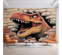 XLMING Creative Three Dimensional Brick Wall Dinosaur Art 3D Wallpaper Luxury Home Dining Decor Paste Sofa Living Room The Wall for Bedroom Mural-350cm×256cm