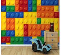 XLMING Creative Three Dimensional Colourful Building Blocks Mosaic 3D Wallpaper Premium Textured Silk Study Dining Living Room Bedroom Sofa TV Wall Easy Install-430cm×300cm