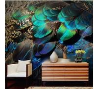 XLMING Creative Three Dimensional Colourful Peacock Feathers 3D Wallpaper Luxury Home Dining Decor Paste Sofa Living Room The Wall for Bedroom Mural-200cm×140cm