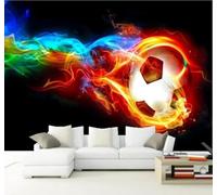 XLMING Creative Three Dimensional Flames Football Unique 3D Wallpaper Luxury Home Dining Decor Paste Sofa Living Room The Wall for Bedroom Mural-350cm×256cm