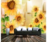 XLMING Creative Three Dimensional Geometric Watercolour Sunflowers 3D Wallpaper Luxury Home Dining Decor Paste Sofa Living Room The Wall for Bedroom Mural-150cm×105cm