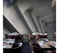 XLMING Creative Three Dimensional Grey Architecture Industrial Style 3D Wallpaper Silky Texture Home Study Office Grey Dining Room Sofa Bedroom Living Room TV Backdrop-250cm×170cm