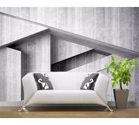 XLMING Creative Three Dimensional Grey Geometric Architecture 3D Wallpaper Silky Texture Home Study Office Grey Dining Room Sofa Bedroom Living Room TV Backdrop-300cm×210cm