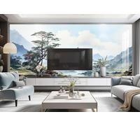 XLMING Creative Three Dimensional Mountain Peaks Rivers Woodlands 3D Wallpaper Luxury Silk Study Dining Feature Sofa Grey Bedroom Living Room Tv Decorative Wall-200cm×140cm