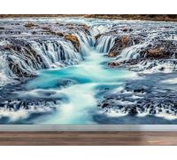 XLMING Creative Three Dimensional Mountain Peaks Waterfall River 3D Wallpaper Premium Textured Silk Study Dining Living Room Bedroom Sofa TV Wall Easy Install-400cm×280cm