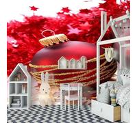 XLMING Creative Three Dimensional Red Hanging Ball Stars 3D Wallpaper Luxury Home Dining Decor Paste Sofa Living Room The Wall for Bedroom Mural-430cm×300cm