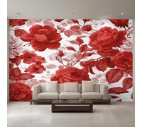 XLMING Creative Three Dimensional Red Plant Flower 3D Wallpaper Premium Textured Silk Study Dining Living Room Bedroom Sofa TV Wall Easy Install-150cm×105cm