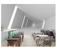 XLMING Creative Three Dimensional Tunnel Spatial Extension Individuality 3D Wallpaper Silky Texture Home Study Office Grey Dining Room Sofa Bedroom Living Room TV Backdrop-250cm×170cm