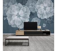 XLMING Creative Three Dimensional White Flower Butterfly 3D Wallpaper Silky Texture Home Study Office Grey Dining Room Sofa Bedroom Living Room TV Backdrop-350cm×256cm