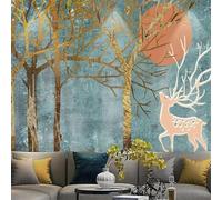 XLMING Creative Vintage Gold Trees Elk 3D Wallpaper Luxury Home Dining Decor Paste Sofa Living Room The Wall for Bedroom Mural-350cm×256cm