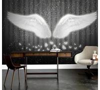 XLMING Creative White Wings Butterfly Starlight Art 3D Wallpaper Premium Textured Silk Study Dining Living Room Bedroom Sofa TV Wall Easy Install-150cm×105cm