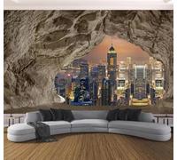 XLMING Creativity Caves Stone Walls Urban Architecture Night Scenes 3D Wallpaper Luxury Home Dining Decor Paste Sofa Living Room The Wall for Bedroom Mural-430cm×300cm