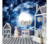 XLMING Cubic Simple Blue Sky Moon 3D Wallpaper Luxury Home Dining Decor Paste Sofa Living Room The Wall for Bedroom Mural-150cm×105cm