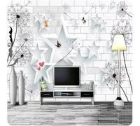 XLMING Dandelion White Brick Wall Stars Butterfly 3D Wallpaper Luxury Silk Study Dining Feature Sofa Grey Bedroom Living Room Tv Decorative Wall-250cm×170cm