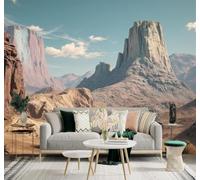 XLMING Desert Walking Trails Rocks Mountains Blue Skies 3D Wallpaper Premium Textured Silk Study Dining Living Room Bedroom Sofa TV Wall Easy Install-400cm×280cm