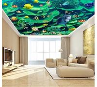 XLMING Dreamlike Green Underwater World Coral Schools of Fish 3D Wallpaper Silky Texture Home Study Office Grey Dining Room Sofa Bedroom Living Room TV Backdrop-300cm×210cm