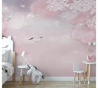 XLMING Dreamlike Pink Clouds Romantic Cherry Blossoms 3D Wallpaper Premium Textured Silk Study Dining Living Room Bedroom Sofa TV Wall Easy Install-430cm×300cm