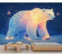 XLMING Dreamlike Three Dimensional Colourful Polar Bear Butterfly 3D Wallpaper Premium Textured Silk Study Dining Living Room Bedroom Sofa TV Wall Easy Install-250cm×170cm