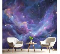 XLMING Elegant Dreamlike Starry Sky Cosmos Stars 3D Wallpaper Premium Textured Silk Study Dining Living Room Bedroom Sofa TV Wall Easy Install-400cm×280cm