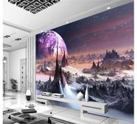 XLMING Elegant Dreamlike Universe Starry Sky Mountains and Rivers 3D Wallpaper Luxury Silk Study Dining Feature Sofa Grey Bedroom Living Room Tv Decorative Wall-150cm×105cm