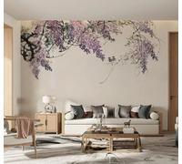 XLMING Elegant Painted Purple Vines Flowers 3D Wallpaper Luxury Home Dining Decor Paste Sofa Living Room The Wall for Bedroom Mural-350cm×256cm