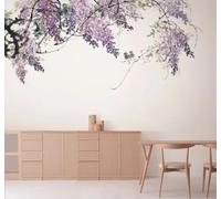 XLMING Elegant Painted Purple Vines Flowers 3D Wallpaper Luxury Silk Study Dining Feature Sofa Grey Bedroom Living Room Tv Decorative Wall-200cm×140cm