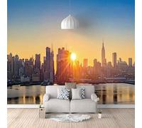 XLMING Elegant Sunset City Architecture River 3D Wallpaper Silky Texture Home Study Office Grey Dining Room Sofa Bedroom Living Room TV Backdrop-350cm×256cm