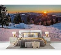 XLMING Elegant Sunset Mountain Peaks Forest Snow Scene 3D Wallpaper Luxury Home Dining Decor Paste Sofa Living Room The Wall for Bedroom Mural-400cm×280cm