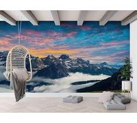 XLMING Elegant Three Dimensiona Minimalist Mountain Sunset 3D Wallpaper Luxury Home Dining Decor Paste Sofa Living Room The Wall for Bedroom Mural-200cm×140cm