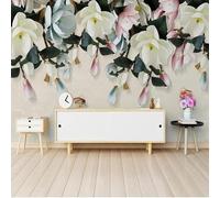 XLMING Elegant Three Dimensional Colourful Floral Butterfly 3D Wallpaper Premium Textured Silk Study Dining Living Room Bedroom Sofa TV Wall Easy Install-250cm×170cm