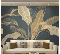 XLMING Embossed Vintage Luxurious Gold Banana Leaf 3D Wallpaper Luxury Silk Study Dining Feature Sofa Grey Bedroom Living Room Tv Decorative Wall-150cm×105cm