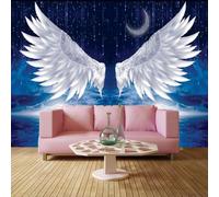 XLMING Ethereal Blue Starry Sky Moon Wings 3D Wallpaper Luxury Silk Study Dining Feature Sofa Grey Bedroom Living Room Tv Decorative Wall-150cm×105cm