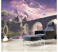 XLMING Ethereal Dreamlike Starry Sky Houses Reindeer Landscape 3D Wallpaper Luxury Home Dining Decor Paste Sofa Living Room The Wall for Bedroom Mural-350cm×256cm