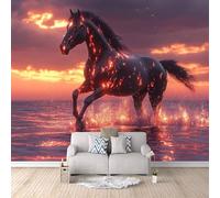XLMING Ethereal Dreamlike Sunset Ocean Horse 3D Wallpaper Luxury Home Dining Decor Paste Sofa Living Room The Wall for Bedroom Mural-300cm×210cm