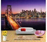 XLMING Ethereal Purple Sky City Architecture Bridge 3D Wallpaper Luxury Home Dining Decor Paste Sofa Living Room The Wall for Bedroom Mural-400cm×280cm