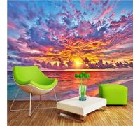 XLMING Ethereal Sunset Ocean Beach Scenery 3D Wallpaper Luxury Home Dining Decor Paste Sofa Living Room The Wall for Bedroom Mural-150cm×105cm
