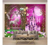 XLMING Fantasy Castle Butterfly Flower Animal Horse 3D Wallpaper Textured Silk Easy Install Living Room Sofa Bedroom Dining Room Home Decoration Wall-250cm×170cm