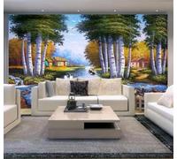 XLMING Fantasy Forest Swans Streams Scenery 3D Wallpaper Luxury Home Dining Decor Paste Sofa Living Room The Wall for Bedroom Mural-200cm×140cm