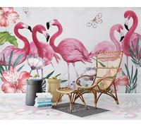 XLMING Flamingos Butterflies Flowers and Plants 3D Wallpaper Luxury Home Dining Decor Paste Sofa Living Room The Wall for Bedroom Mural-150cm×105cm