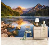 XLMING Forest Mountain Peaks Lake Beautiful Sunrise 3D Wallpaper Luxury Home Dining Decor Paste Sofa Living Room The Wall for Bedroom Mural-400cm×280cm