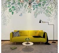 XLMING Fresh and Light Minimalist Three Dimensional Green Leaves Butterflies 3D Wallpaper Luxury Home Dining Decor Paste Sofa Living Room The Wall for Bedroom Mural-430cm×300cm