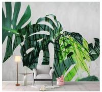 XLMING Fresh Beautiful Banana Tree Countryside Green Leaves 3D Wallpaper Silky Texture Home Study Office Grey Dining Room Sofa Bedroom Living Room TV Backdrop-200cm×140cm