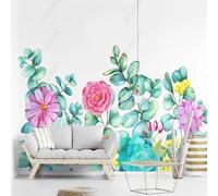 XLMING Fresh Beautiful Colourful Plants Flowers Hand Drawn 3D Wallpaper Silky Texture Home Study Office Grey Dining Room Sofa Bedroom Living Room TV Backdrop-400cm×280cm