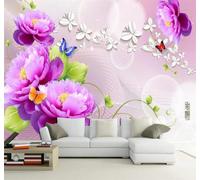 XLMING Fresh Beautiful Dreamlike Silk Purple Rose 3D Wallpaper Silky Texture Home Study Office Grey Dining Room Sofa Bedroom Living Room TV Backdrop-150cm×105cm