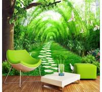XLMING Fresh Beautiful Elegant Bamboo Grove Path 3D Wallpaper Silky Texture Home Study Office Grey Dining Room Sofa Bedroom Living Room TV Backdrop-430cm×300cm