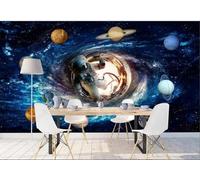 XLMING Fresh Beautiful Fantasy Universe Stars Astronauts 3D Wallpaper Luxury Silk Study Dining Feature Sofa Grey Bedroom Living Room Tv Decorative Wall-200cm×140cm